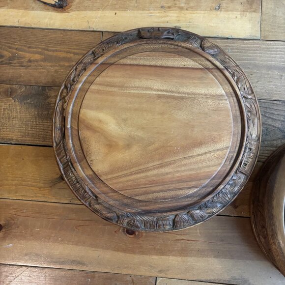 Vintage 1970's Hand Carved Rotating Cake Stand - Picture 4 of 7